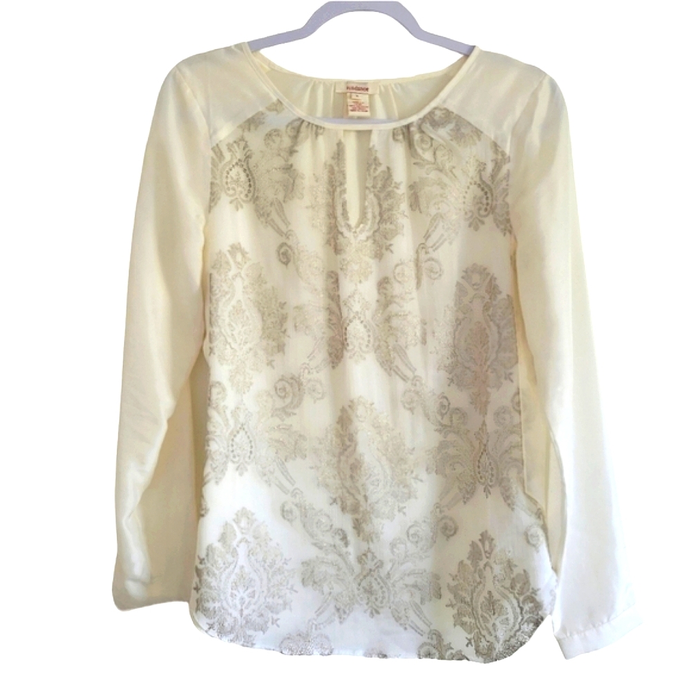 Sundance Silk Embroidered Artsy Blouse Top‎ Size S